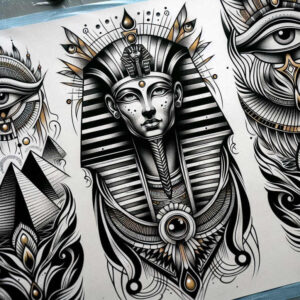 pharaoh tattoo design ideas expressive color egypt symbol of determination