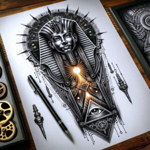 pharaoh tattoo design ideas Realism ultra detailed egyptian animals embodying determination