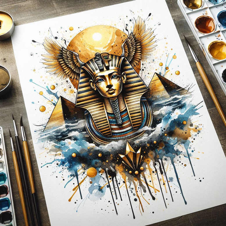 pharaoh tattoo design ideas Surrealism phantasm god for side torso