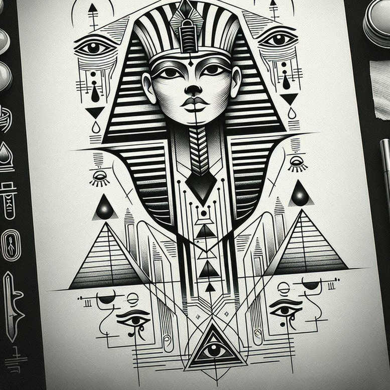 pharaoh tattoo design ideas ink realism hieroglyphs embodying resilience