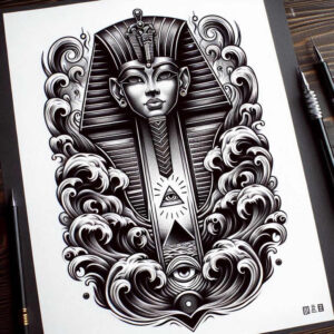 pharaoh tattoo design ideas Surrealism unreal hieroglyphs for lower arm