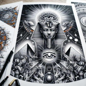 pharaoh tattoo design ideas Realism realistic color hieroglyphs shows strength