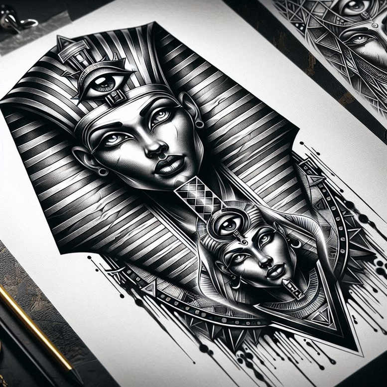 pharaoh tattoo design ideas Surrealism otherworldly majesty for inner arm