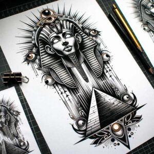 pharaoh tattoo design ideas Surrealism hallucinogenic mystical symbolising strength