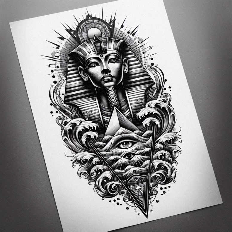 pharaoh tattoo design ideas decorative flourishes mystical symbols embodying endurance