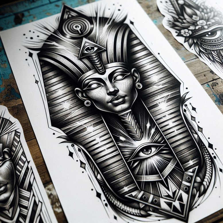 pharaoh tattoo design ideas dream motifs mystical symbols for calf