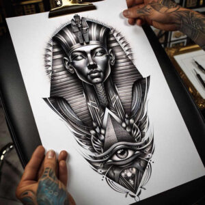 pharaoh tattoo design ideas Surrealism symbolic mythology for back shoulder