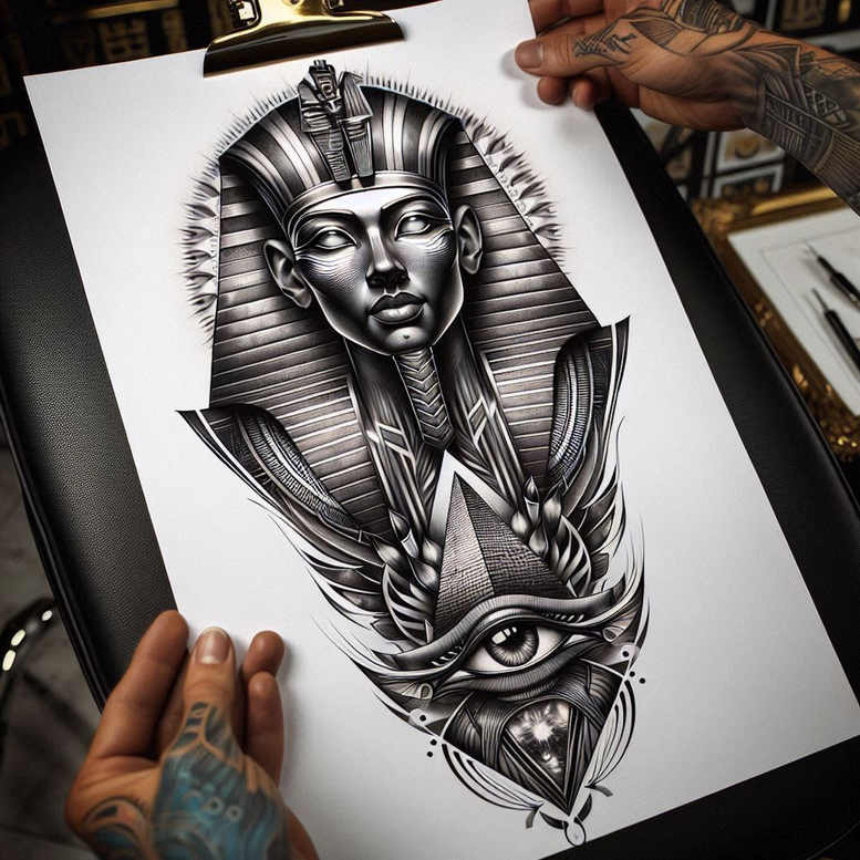 pharaoh tattoo design ideas Surrealism symbolic mythology for back shoulder