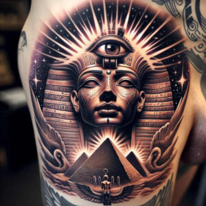 pharaoh tattoo design ideas Surrealism metamorphosis pharaoh for biceps