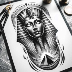 pharaoh tattoo design ideas 3D-rendered pharaoh for fingers