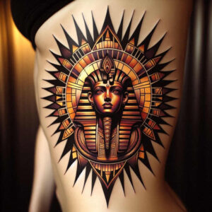pharaoh tattoo design ideas Realism light play power symbol for temple