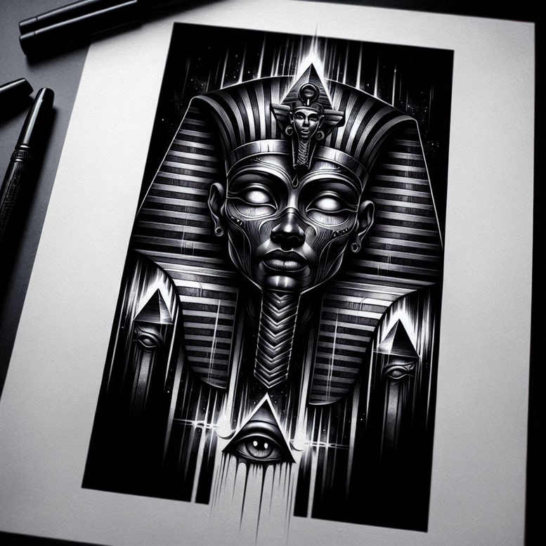 pharaoh tattoo design ideas moody religious symbol for upper shoulder