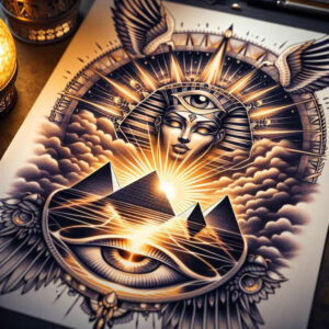 pharaoh tattoo design ideas Realism color precision throne for stomach