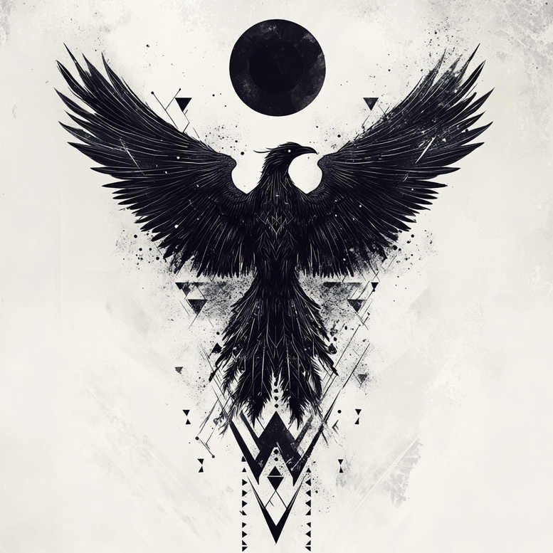 phoenix-with-flowing-lines – tattoo design ideas free ai generated – neotraditional-clean-fill – for-foot – Gallery: phoenix-inkby-ai
