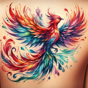 phoenix-with-organic-lines – tattoo design ideas free ai generated – surrealism-unreal – for-upper-chest – Gallery: phoenix-inkby-ai