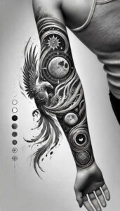 phoenix-with-ornamentation – tattoo design ideas free ai generated – realism-high-resolution-tattoo – for-hand – Gallery: phoenix-inkby-ai