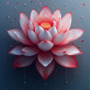 Lotus flower in pink and white tones with a yellow center seed pod; color tattoo project idea; not ideal for cover-up.