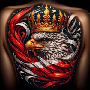 barwy-narodowe-neotraditional-dynamic-composition-for-lower-thigh – tattoo design ideas free ai generated – Gallery: poland-inkby-ai