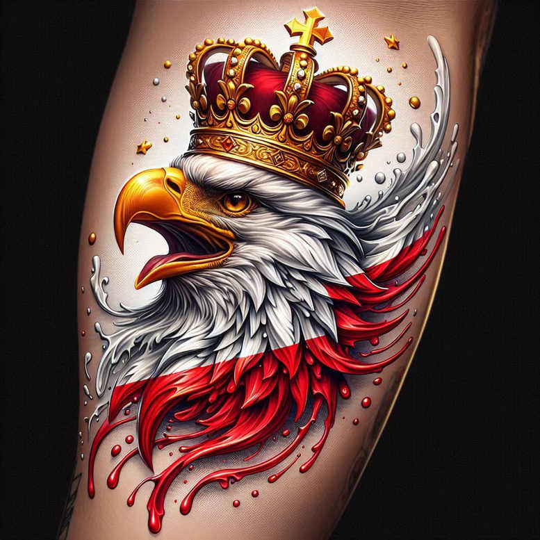 poland tattoo design ideas mirrored effect black-and-white embodying perseverance
