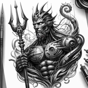 authority-god-tattoo – tattoo design ideas free ai generated – haunted – for-lower-chest – Gallery: poseidon-inkby-ai