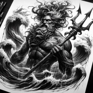authority-god-tattoo – tattoo design ideas free ai generated – horror – for-upper-arm – Gallery: poseidon-inkby-ai