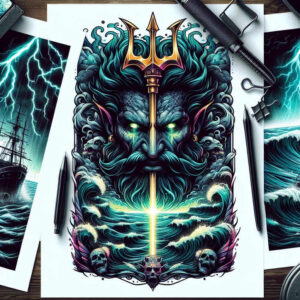 element-god-tattoo – tattoo design ideas free ai generated – poison – for-nape – Gallery: poseidon-inkby-ai