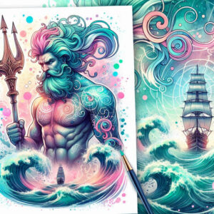 fish-god-tattoo – tattoo design ideas free ai generated – blood-red – for-foot – Gallery: poseidon-inkby-ai