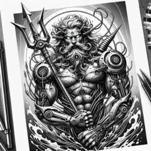 for-women – tattoo design ideas free ai generated – horror – for-upper-arm – Gallery: poseidon-inkby-ai