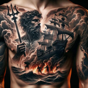 greek-mythology-tattoo – tattoo design ideas free ai generated – bizarre – for-lower-chest – Gallery: poseidon-inkby-ai