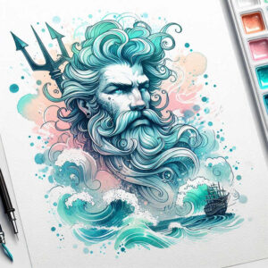 myth-god-tattoo – tattoo design ideas free ai generated – hellish – for-elbow – Gallery: poseidon-inkby-ai