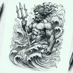 myth-god-tattoo – tattoo design ideas free ai generated – uncanny – for-upper-thigh – Gallery: poseidon-inkby-ai