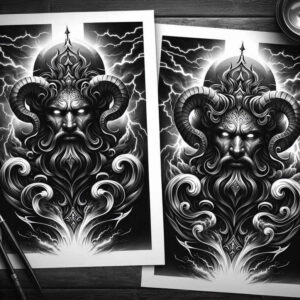 mythical-god-tattoo – tattoo design ideas free ai generated – grim – for-heel – Gallery: poseidon-inkby-ai