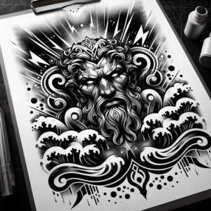 mythological-god-tattoo – tattoo design ideas free ai generated – haunting – for-fingers – Gallery: poseidon-inkby-ai