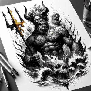 nature-force-god-tattoo – tattoo design ideas free ai generated – claw-marks – for-ankle – Gallery: poseidon-inkby-ai
