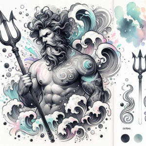 nature-power-god-tattoo – tattoo design ideas free ai generated – ruin – for-fingers – Gallery: poseidon-inkby-ai