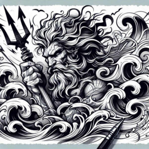 nature-power-god-tattoo – tattoo design ideas free ai generated – shadows – for-sternum – Gallery: poseidon-inkby-ai