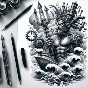 ocean-depth-god-tattoo – tattoo design ideas free ai generated – occult – for-arm – Gallery: poseidon-inkby-ai