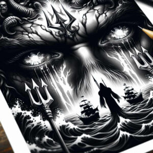 poseidon-art-tattoo – tattoo design ideas free ai generated – bloodcurdling – for-side-torso – Gallery: poseidon-inkby-ai