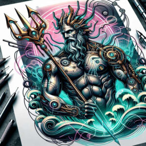 poseidon-art-tattoo – tattoo design ideas free ai generated – shadowy – for-fingers – Gallery: poseidon-inkby-ai