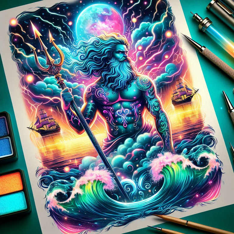 poseidon-sea-tattoo – tattoo design ideas free ai generated – petrified – for-hip – Gallery: poseidon-inkby-ai