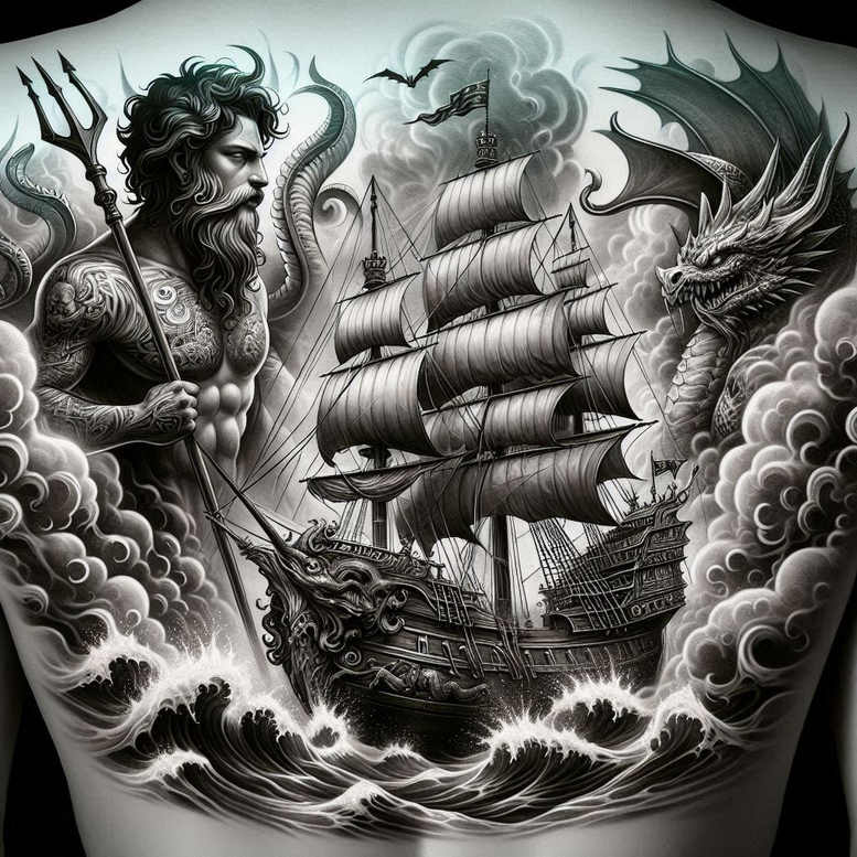 poseidon-tattoo – tattoo design ideas free ai generated – unholy – for-lower-arm – Gallery: poseidon-inkby-ai