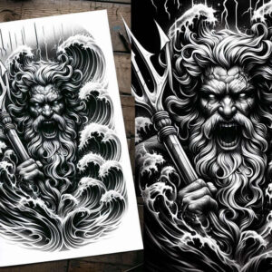 power-symbol-tattoo – tattoo design ideas free ai generated – dripping – for-lower-back – Gallery: poseidon-inkby-ai