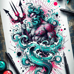 power-symbol-tattoo – tattoo design ideas free ai generated – reflection – for-full-back – Gallery: poseidon-inkby-ai