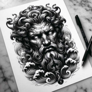 sailor-protector-tattoo – tattoo design ideas free ai generated – spectral – for-lower-thigh – Gallery: poseidon-inkby-ai