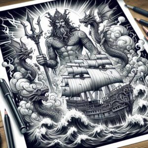 sailor-protector-tattoo – tattoo design ideas free ai generated – unnatural – for-shoulder-blade – Gallery: poseidon-inkby-ai