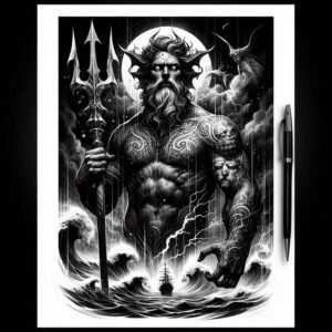 sea-authority-god-tattoo – tattoo design ideas free ai generated – ancient-curse – for-side – Gallery: poseidon-inkby-ai