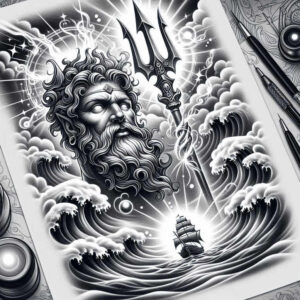 sea-authority-god-tattoo – tattoo design ideas free ai generated – bleak – for-ankle – Gallery: poseidon-inkby-ai