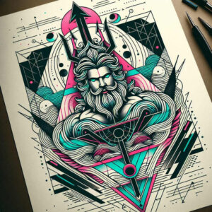 sea-life-god-tattoo – tattoo design ideas free ai generated – unnatural – for-ankle – Gallery: poseidon-inkby-ai