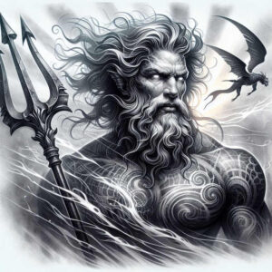 sea-monster-god-tattoo – tattoo design ideas free ai generated – reflection – for-abdomen – Gallery: poseidon-inkby-ai