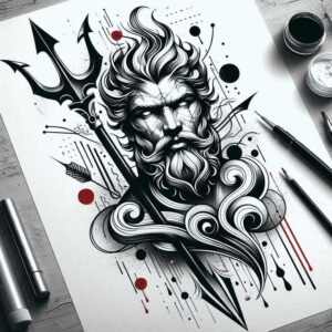 sea-monster-tattoo – tattoo design ideas free ai generated – gothic – for-upper-back – Gallery: poseidon-inkby-ai